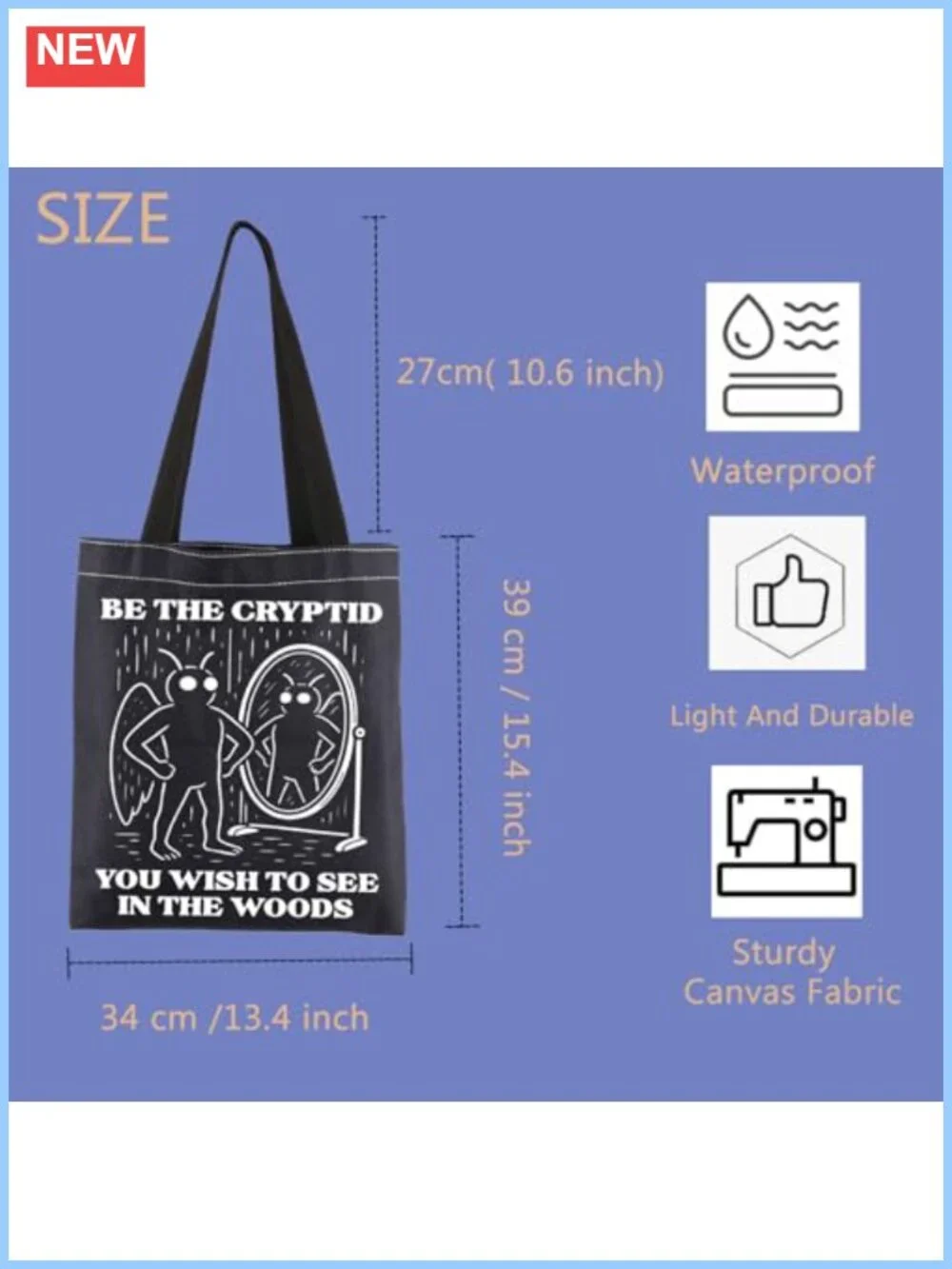 Canvas Tote Bag Mothman Cryptid Mythical Creature Gift Shoulder Bag